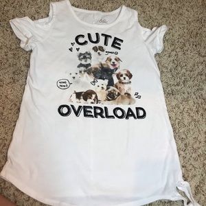 An off the shoulder tee